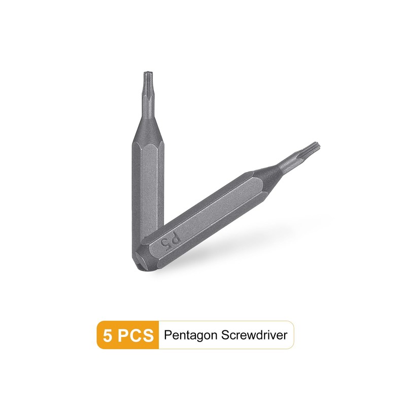 sourcing map 5pcs P5 Pentagon Screwdriver Bit 5/32" Hex Shank