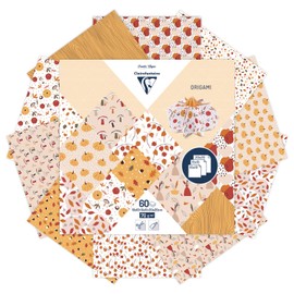 Clairefontaine 95379C - 60 fogli di carta Origami 70g/m², 3 misure: 10x10cm, 15x15cm, 20x20cm, 10 Motivi colori assortiti 2 fogli per misura ), Hobby creativi per adulti, Autunno