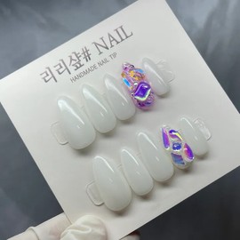 My Full Stone Handmade Nail Tips - Short Oval / 내맘대로 풀스톤 수제네일팁 - 숏오벌