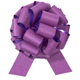 LeZakaa 12" Purple Gift Bow - Giant Glitter Pull Bow, Car Bow, Giant Big Pull Bow for Large Gift Decoration, Birthday Bows, Wedding Bow, Holiday Bow, Christmas Bow (1 Pack)