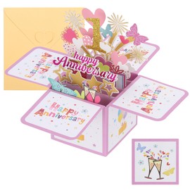 PATIKIL 1st Anniversary Card, Wedding Anniversary Cards for Wife Men You Couple Pink