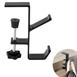 Clamp-On Desk Mount Bag Holder Hook Students' Desk Hook Women's Purse Hook with Adjustable Arm Clamp Backpack Handbag Headphones Holder Portable for Tables Heavy Duty Handbag Hanger Organizer
