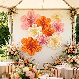 molicorl Outdoor Tissue Paper Flowers Hanging Fan Decorations