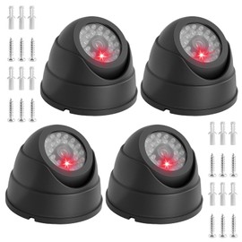 PORFOYO 4 Stück Kamera Attrappe, Dummy Kamera, Überwachungskamera Attrappe Fake Überwachungskamera Sicherheitskamera Mit Blinkendem Led-Licht Für Innen Außenbereich Schwarz