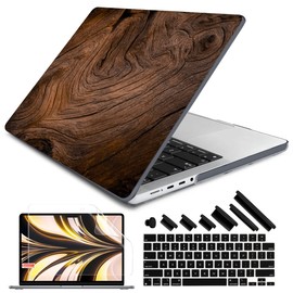 DONGKE for M4 MacBook Pro 16 Inch Case 2024 2023 2021 A3403 A3186 M3 A2991 M2 A2780 M1 A2485 Pro/Max Chip, Plastic Hard Shell Case & Keyboard Cover for Mac Pro 16 with Touch ID, Wood Grain