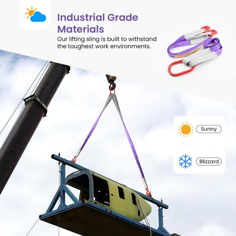 Lifting Slings Straps with Hooks - 3.3 FT, 4409LB Pounds