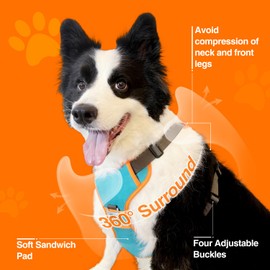 Dog Harness with Retractable Leash，2-in-1 Large & Medium Dog Harness Vest with Built-in Auto-Stop Function Leash, 370 LB of Pull Adjustable Dog Walking Harness-M, Hand Free Dog Leash Harness Set