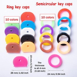Taicols Key Caps Tags Set, 80 Pcs Identifier Rings, Easy Identifying and Protecting Keys, Stretchy Coding Rings for Key Heads