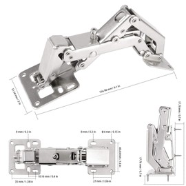 HOZEON 4 Pcs 2 Pairs 170 Degree Frameless Cabinet Doors Hinges with 32 Pcs Screws, 6 x 2 Inches Concealed Hydraulic Adjustable Mounting Hinges, Soft Closing Steel Buffer Dampers for Wardrobe