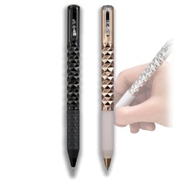 2pcs Geometric Metal Crinkle Pen Fidget,Stress Relief Metal Shape Shifting Switch Pen,Handwriting Pe/ns,Stationery Supplies,0.5mm Pe/n,Gel Ink Rollerball Pens,Crunchy Sensory P/en(Black and Gold)
