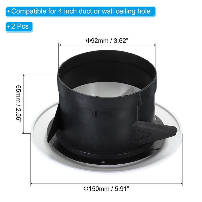 PATIKIL 4 Inch Round Air Vent 2 Pack Adjustable Ceiling
