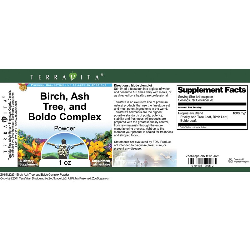 Birch, Ash Tree, and Boldo Complex Powder (1 oz, ZIN: