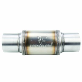 TOTALFLOW 20014 Straight Through Universal Exhaust Muffler - 409 Stainless Steel - 2 Inch Inner Diameter Inlet/Outlet