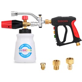 DUSICHIN Pressure Washer Short Gun Foam Cannon 1/4" Quick Connector,Car Wash Foam Gun Kit Dual Connector Accessory,Pressure Washer Nozzle Tips 3/8'' Swivel Quick Connector,Not Use with Garden Hose