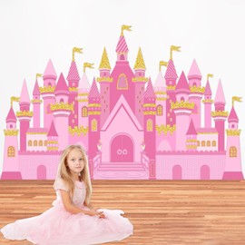 Pink Castle Cardboard Princess Castle Birthday Backdrop for Princess Party Decoration Pink Royal Castle Photography Background Castle Table Decoration for Girl Birthday Party Decorations Supplies