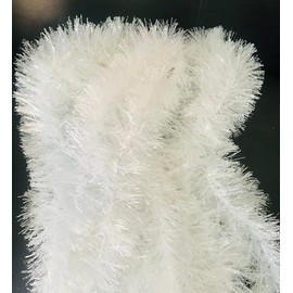 White Snow Tinsel Garland Christmas Tree Decoration foil Metallic Streamers Happy New Year Party Ceiling Hanging Decorations Indoor and Outdoor Shiny Sparkly Garland 28 Feet 5 Pieces