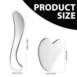 Gua Sha Schaber Massage Werkzeug,Herzform Gua Sha Massagewerkzeug,2pcs Gua Sha Edelstahl - FüR Gesicht, Augen, Hals, KöRper,Schwellungsreduktion Gesichtsbehandlung,VitalitäT, Detox Effekt