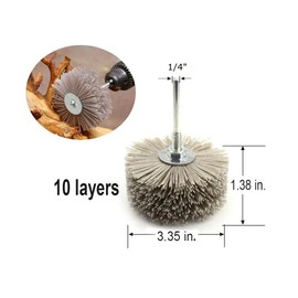 RAMS BRALIN 4 pcs 3.35x1.38x0.25 inch Drill Abrasive Wire Polishing Wheel Nylon Bristle RadRaial Brush for Wood Furniture Mahogany Finish (P400 x 4 pcs)