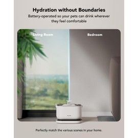 PETLIBRO Cordless Cat Water Fountain, Rechargeable Battery Operated Wireless Pet Water Fountain, 2.5L/84oz Cat Water Dispenser for Drinking with Quiet Pump Stainless Steel Tray Easy Clean BPA Free