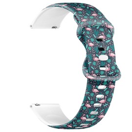 THAZEE 20mm Quick Release Soft Sillicone Sports Watch Band (Tropical Flamingo Exotic) Replacement Rubber Strap Bracelet for Women, Men