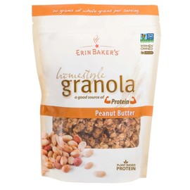 Erin Baker’s Homestyle Peanut Butter Granola with Ancient Grains - Made from Natural Ingredients, Crunchy Texture, Versatile Snack or Cereal - Vegan Friendly, Non-GMO, Resealable 160oz Bag, 1‑Pack