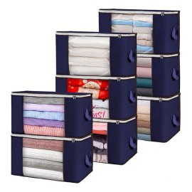 Set De 8 Bolsa Organizadora De Ropa Bolsa De Almacenamiento Color Azul Marino Rombo