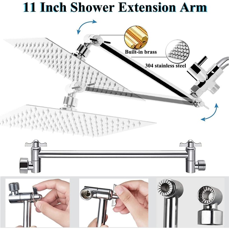 rain shower head with handheld spray,10''High Pressure Rainfall Shower Head