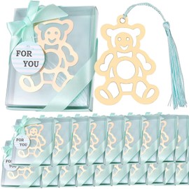 20 Marcapáginas de Metal con Forma de Oso de Peluche, Recuerdos Baby Shower para Niños o Niñas, Marcadores para Libros de Regalos de Fiesta De Baby Shower, Decoraciones o Recuerdos (Azul)