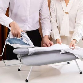 Hbluefat Metal Tabletop Ironing Broad, Mini Folding Ironing Broad with Iron Rest and Detachable Sleeve Holder, Portable Small Ironing Broad for Home, Laundry Room, Apartment, Dorms (Grey)