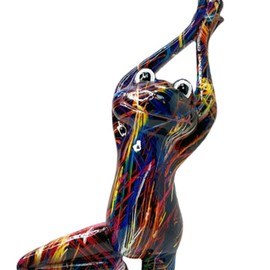 Fenteer Frog Statue Ornament Frog Sculpture Creative Miniature Housewarming Gifts for Fireplace Desktop Bookshelf Living Room Office, colored