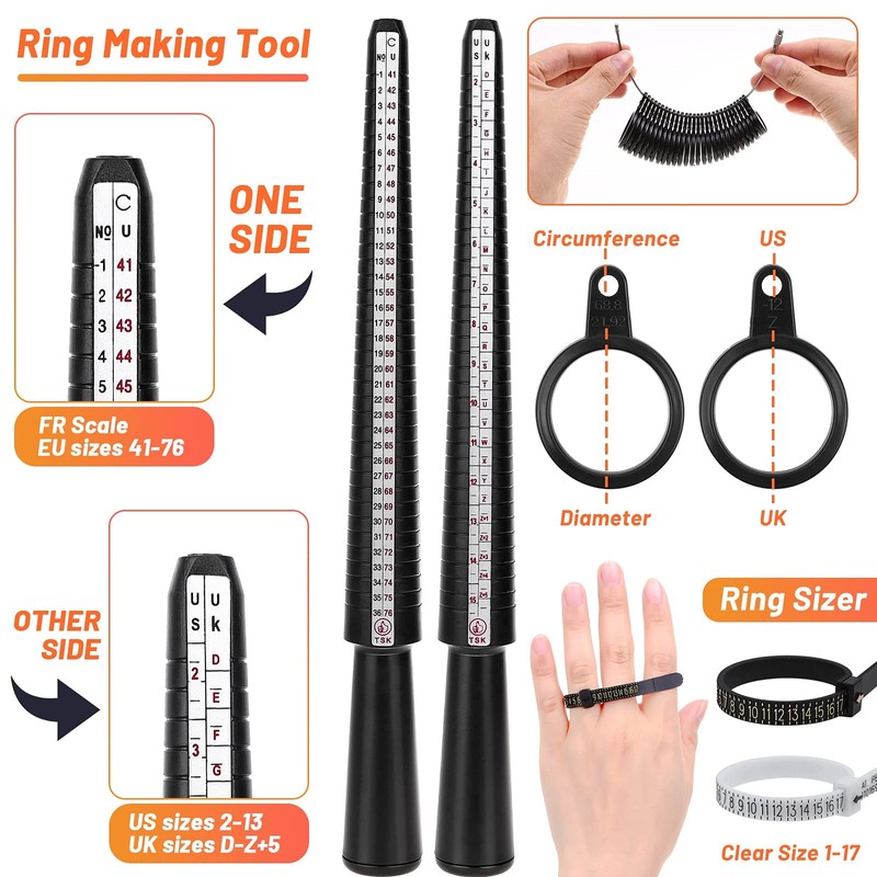 Audab Jewelry Wire Wrapping Jewelry Making Supplies Kit, Ring Sizer
