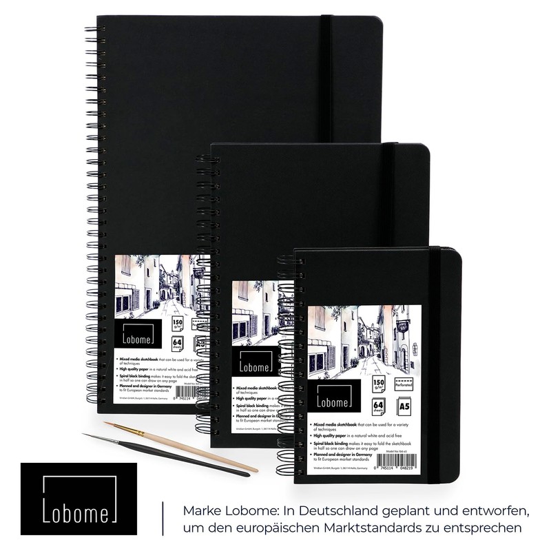 Lobome Sketchbook A5 | 64 Sheets Mixed Media Sketchbook |