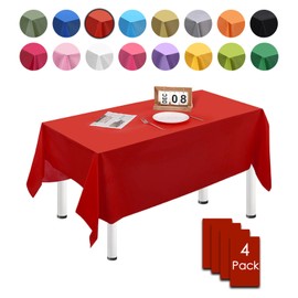 MORAINJAY 4Pcs Red Tablecloth, Christmas Tablecloths,137x274cm Large Rectangular Table Cover for Xmas,Solid Color TableCloth for Outdoor Picnic,Waterproof,Wipe Clean Table Cloth for Home Dinner