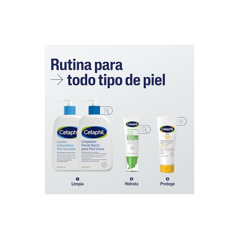 Cetaphil Hidratante Facial Diario FPS 50 Piel Sensible Mixta Grasa