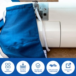 Elastic Band for Sewing 1/4 Inch Wide 10 Yards, Durable & Soft High Elasticity Stretch Elastic Bands Cord for Sewing, Waistbands, Pants, DIY Crafts, White