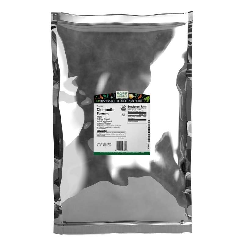 Frontier Co-op Organic Whole Chamomile Flowers, Kosher, Bulk Herb -