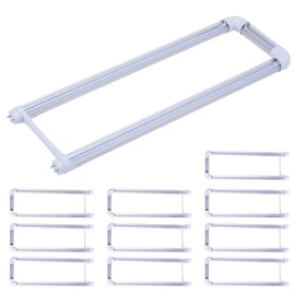 10 Pack T8 U Bend LED Tube Light Fixture,LED U Shaped Bulbs,2x2FT 24W(50W Equivalent),6000K Daylight White,G13 Base Dual-End Powered,Ballast Bypass,LED Bulb Clear Cover 100-277V(24w Clear, 10 Pack)