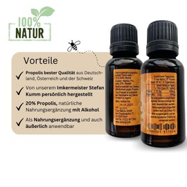 Imkergut Proposan Propolis Tincture, Propolis Drops with Alcohol, 20% Propolis, 20 ml Bottle
