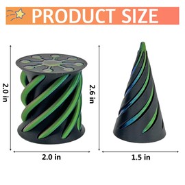 Impossible Pyramid Passthrough Sculpture - 2Pcs 3D Printed Spiral Cone Fidget Toy, Stress and Anxiety Relief Toy, Pass Through Pyramid Fidget Toy for Adult Children (green)
