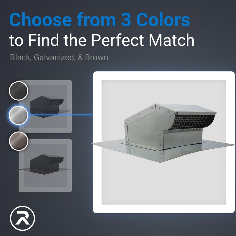 RDP Rooftop Exhaust Vent Cap with Damper (6 Inch, Black)