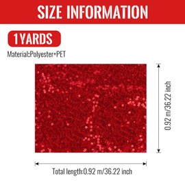 YIEMI Sequin Fabric, Red, Polyester/100%, Print, 36 Inches x 36 Inches, Ideal for Fashion Design, Event Decorations, Tablecloths, Backdrops, Costumes