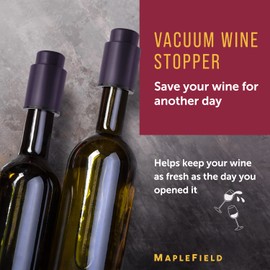 Vacuum Wine Stoppers - Leak-Proof Vacuum Pump Wine Preserver - Vacuum Wine Stopper - Resealable Wine Vacuum Stopper - Bottle Stoppers Vacuum for Freshness - Plastic Vacuum Wine Cork - 2 Pack [Purple]