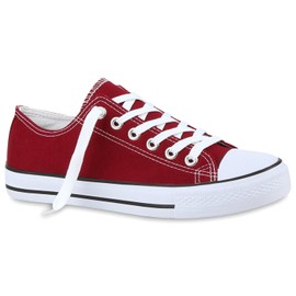 Stiefelparadies Flandell Unisex Men’s and Women’s Low Sneakers, Oversize - Red - 37 eu