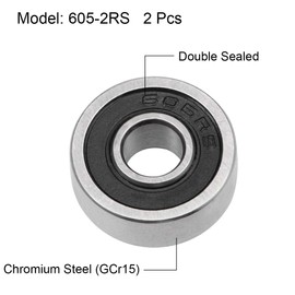 uxcell 605-2RS Deep Groove Ball Bearings 5mm Inner Dia 14mm OD 5mm Bore Double Sealed Chrome Steel Z2 2pcs