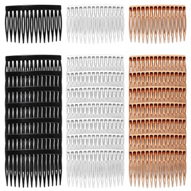 24pcs Women Hair Combs Hair Side Combs for Fine Thin Hair Accessories 14 Teeth Plastic Side Hair Clips Decorative Twist Comb Clips for Women Girls Bridal Wedding (Black, Transparent, Brown)
