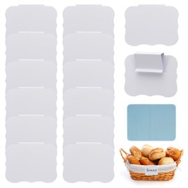 LELE LIFE 14pcs Labels for Storage Bins Clip On, Removable and Reusable Basket Labels Chalkboard Labels for Organizing Fabric Cubes Pantry Baskets Tags (White)
