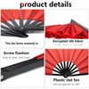 Large Folding Hand Fan, Black, Silk Fabric, 13 Inches