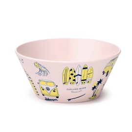 Puckator VW Volkswagen T1 Camper Bus Explore More 4Pc Reusable Picnic Bowls Out of Recycled Plastic Bottles - Serving Bowls - Party Ramen Bowl - Plastic Bowls for Parties - Picnic Breakfast Bowls