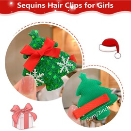 10 Pcs Christmas Hair Clips, PILZUME Lovely Christmas Barrettes Xmas Tree Hat Bowknot Hairpins Glitter Hair Bows Clips for Women Girls Toddlers