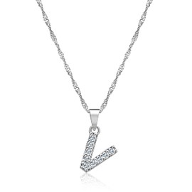 Zelaro Women's Necklace with Letters, Chain Gold and Chain Silver with Zirconia Letter Pendant Chain with Letters, Gift for Women Birthday, Adjustable Necklace in Gold, Copper, Cubic Zirconia